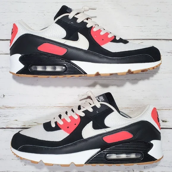 Size 13 | Nike by You Air Max 90 Premium White Red Blk Sail Gum Sole DJ2663-991 Size 13Nike by You Air Max 90 Premium White Red Blk Sail Gum  main image 2